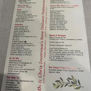 menu