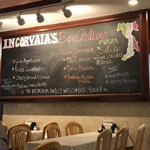 Specials board at Bene Italiano