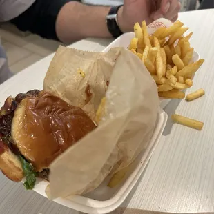 Bacon Burger and Fries
