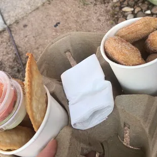Chicken Pastel &amp; small Duce de Leite Churros