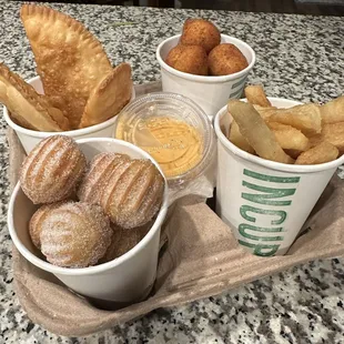 Pastel, Coxinha, Yuca Fries, Chocolate Churros