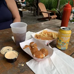 Cheese balls and chicken tenders