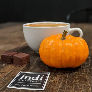 Pumpkin Spice Lattes and Truffles from indi chocolate are available now in Pike Place Market on Western Ave.