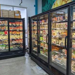 a view of a refrigerated grocery store