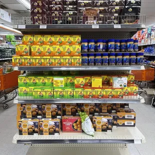 the shelves of a grocery store