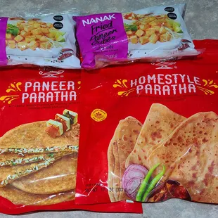 Frozen parathas and paneer cubes