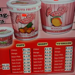 Some cool ice cre flavora. They have the lil single serve cups.. $1.39 :)