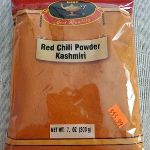 a bag of red chili powder