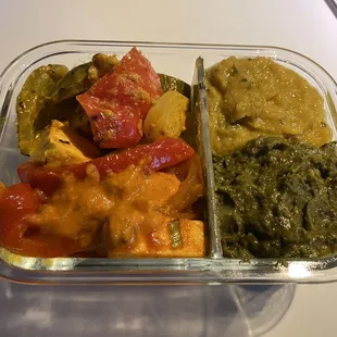 Chili paneer, tandoori veg, sagwala, daal tadka