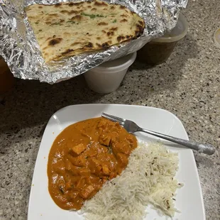 Chicken Tikka Masala and Garlic Nan Bread