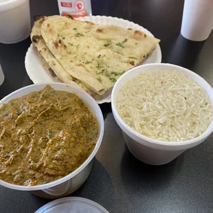 Saag paneer with garlic naan.