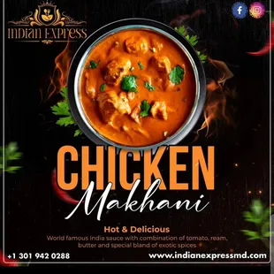 chicken makhani in a bowl