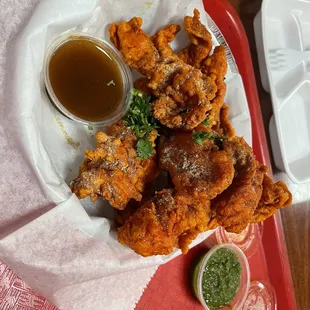 Chicken Pakora -- the menu calls them fritters, but these are basically Indian style homemade chicken strips and they are delish!