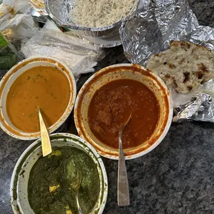 a variety of indian food items