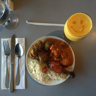 Happy mango lassie and my choosing of the lunch buffet