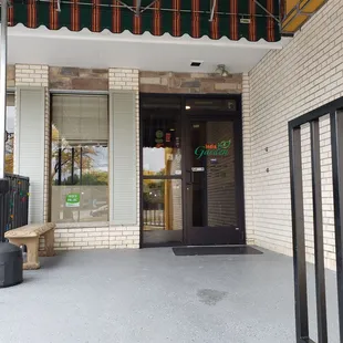 the entrance to the restaurant