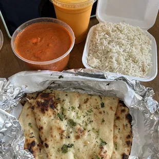 Paneer Tikka Masala GARLIC NAAN Mango Lassi