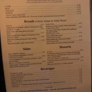 menu