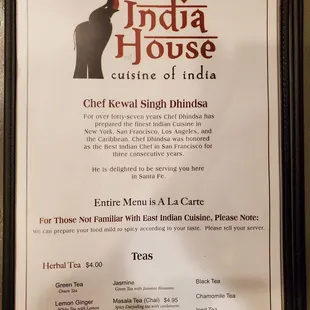 India House started New Menu from December 1st 2021!!!