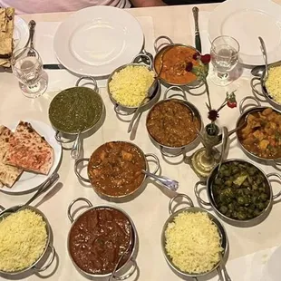 a table full of indian food