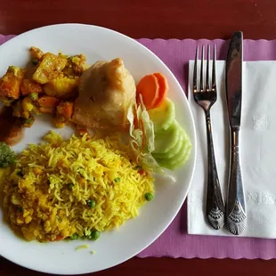 Vegan options on the buffet.