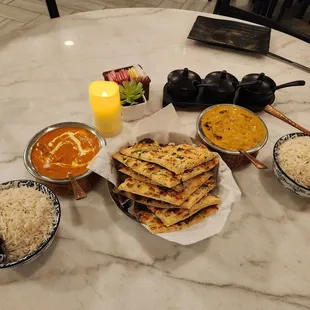 45. Chicken Makhni 82. Kadhi Kofta 17. Garlic Naan