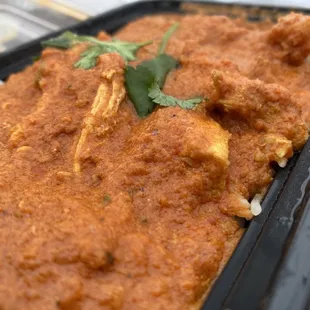 a close up of a dish of food