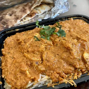 06.08.22 Butter Chicken w/ Basmati Rice and garlic naan