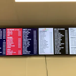 Menu (Juice, Sweets &amp; Curries)