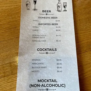 Drink menu