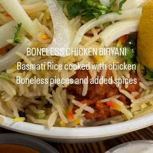 Boneless chicken biryani