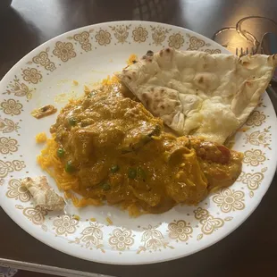 Vegetable Korma with coconut milk and naan.