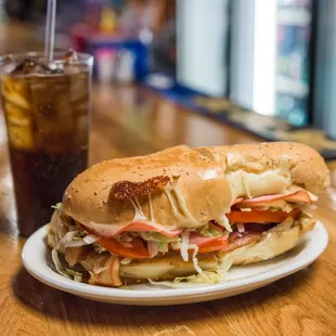 Club Sub-- Stacked with provolone, swiss, ham &amp; bacon