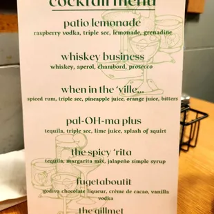Cocktail Menu - May 2023.