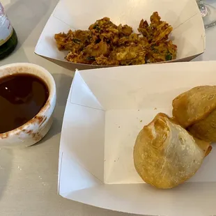 Vegetable Pakora and Samosa
