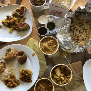 a table full of indian food