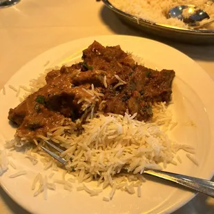 Incredible meal. Beef Vindaloo and botti ka masala.