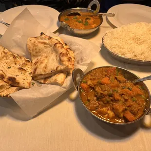 a variety of food items on a table