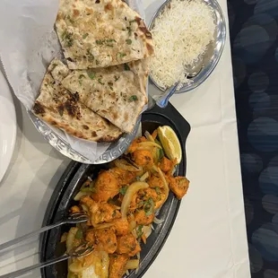 Tandoori Chicken Tikka and garlic Nan