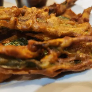 a plate of fried green beans