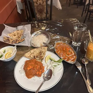 Paneer Masala, Garlic Naan, Mango Lassi, Basmati Rice