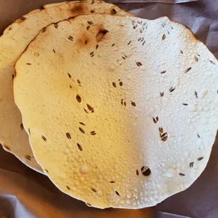 two tortillas on a wrapper