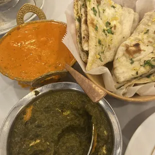 Saag paneer and garlic naan