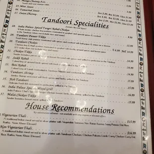 menu