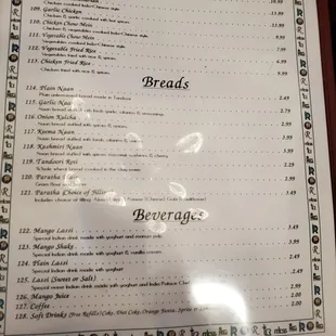 menu