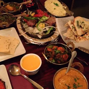 The feast - chicken tikka masala, naan, tandoori chicken, lamb and so much more