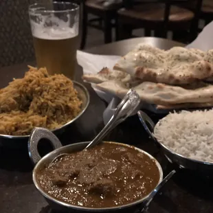 Lamb curry and chicken biryani
