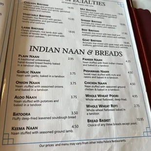 menu