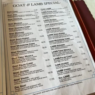 menu