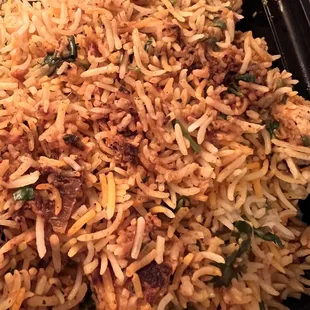 a close up of a plate of rice
